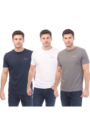 Nicce London Heren Melstone 3 Pack T-shirt in White Navy