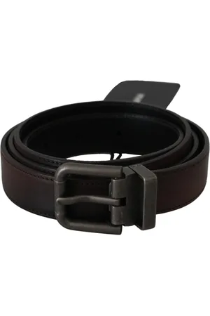 Dolce & Gabbana Stijlvolle Leren Riem Met Grijze Gesp