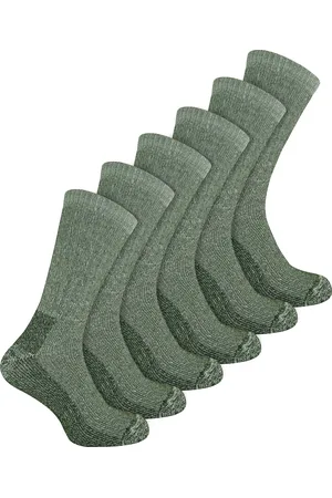 Sock Snob 6 Paar Heren Wolrijke Wandelsokken | Winter Ademende Wol Sokken - Groente