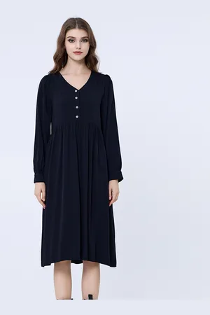 S.J. Retro-stijl losse shirt-jurk