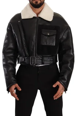 Dolce & Gabbana Leren Shearling Biker Jacket