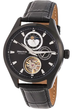 heritor automatic Heritor automatisch Sebastian semi-skelet lederen band horloge