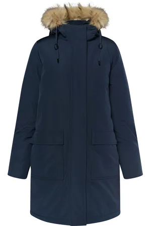Dreimaster Winterparka met imitatiebont Dames nachtblauw