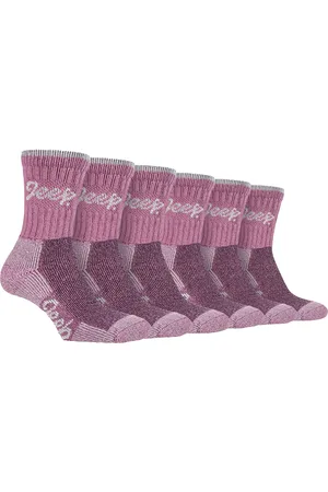 Jeep 6 paar katoenen ademende wandelsokken voor dames - Rose / Cream