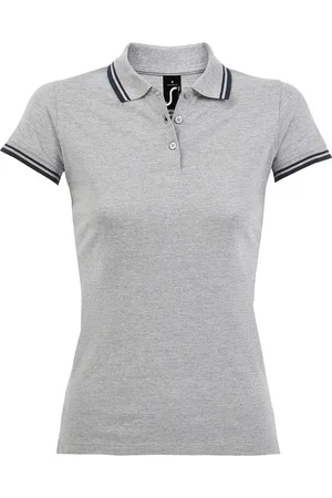 Sols Dames/dames Pasadena getipt korte mouw Pique Polo Shirt (Heide /Navy)