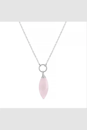 Luxenter Luxeketting, halsketting in metaallegering en rozenkwarts, gerhodineerde afwerking