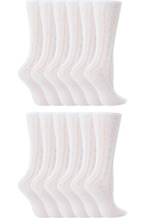 Sock Snob Set van 12 katoenen kniehoge witte sokken voor meisjes