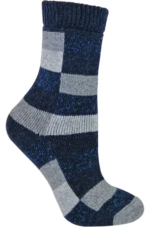 Sock Snob Dames geruite wol / zijde mix sokken - Grijs / Marine