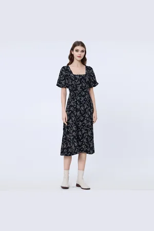 S.J. Vierkante halslijn Liberty print jurk