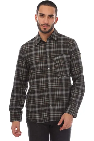 Belstaff Herenoverhemd Shadow Plaid Cotton Scale in Charcoal