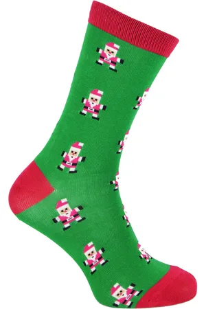 Mr Heron Mens nieuwigheid bamboe kerstsokken - Santa