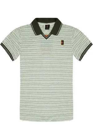 Nike Dri-Fit Gestreept Poloshirt Korte Mouw Dames Tennis Sport Top 240723 100