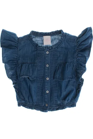 GAP Denim shirt met korte mouwen en ruches 786958 meisje