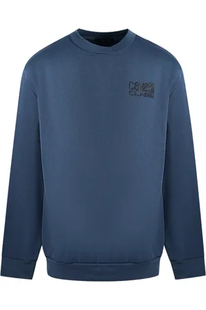 Roberto Cavalli Cavalli klasse print logo marineblauwe trui