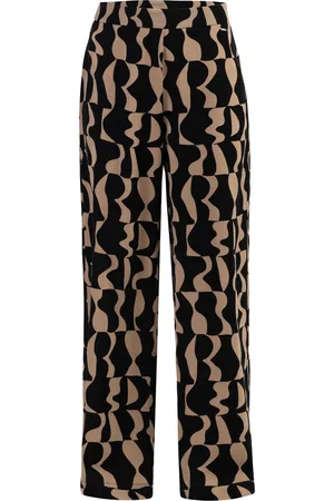 Dreimaster Stof broek Dames Zwart lichtbruin