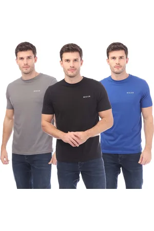 Nicce London Heren Duka 3 Pack T-shirt in Grey