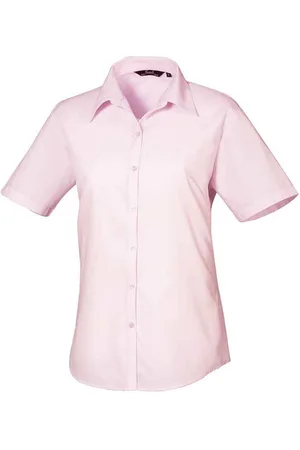 Premier Dames/Dames Popeline Blouse met Korte Mouwen