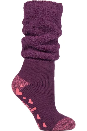 Heat Holders Dames antislip thermo bedsokken - Wijn (Traag)
