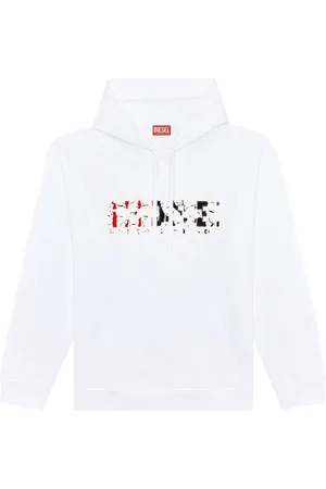 Diesel Dubbel vernietigd logo witte hoodie