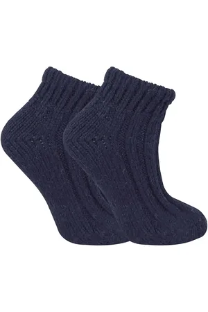 Sock Snob Dames DikkeKnit Wool Blend Enkellaars Sokken - Marine