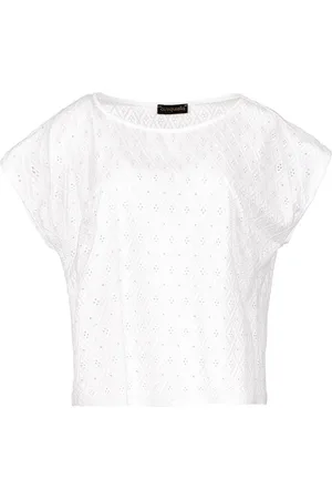 Conquista Witte mouwloze geborduurde top