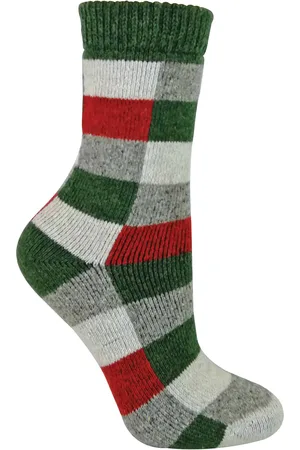 Sock Snob Dames geruite wol / zijde mix sokken - Rood