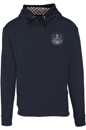 Aquascutum Aldis Emblem Logo Blue Hoodie
