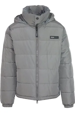 Philipp Plein Bold Back Logo gewatteerd staalgrijs jack