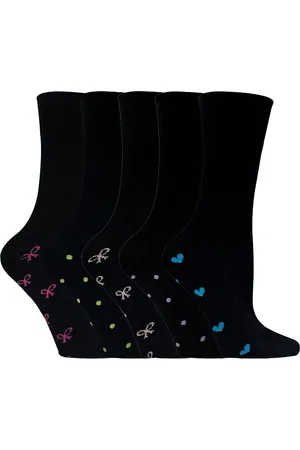 Sock Snob Set van 5 zwarte katoenen damessokken met hartjes en strikken