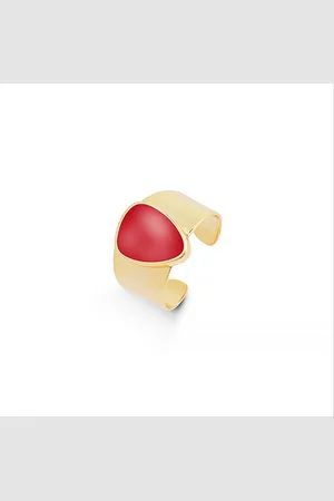 Luxenter Ring, metaallegering en koraal, 18K vergulde afwerking