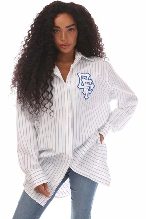 OFF-WHITE Damesjurk met witte strepen in witblauw