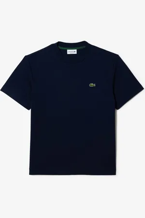 Lacoste Heren T-shirt met ronde hals van organisch katoen in marineblauw