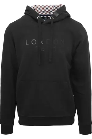 Aquascutum Bold London 1851 Logo Black Hoodie