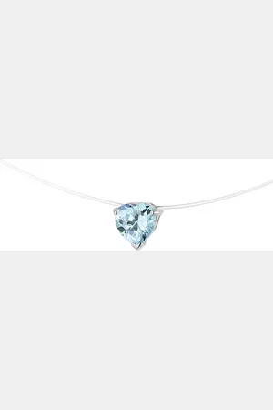 Diadema Blauwe zirkoniumoxide ketting 5 mm vorm hart nylon transparant 925
