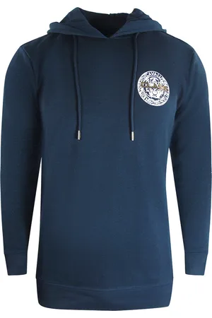 Roberto Cavalli Marineblauwe hoodie met Cavalli-klasse grote cirkelontwerp