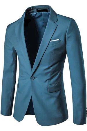 Allthemen Oceaanblauwe slim-fit zakelijke casual blazer