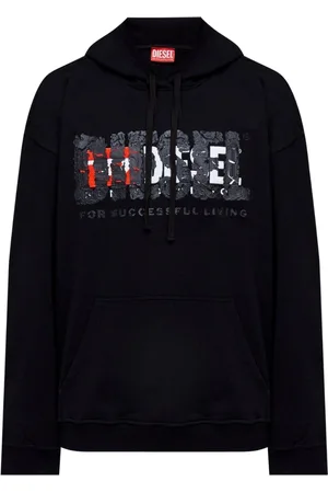 Diesel Dubbel vernietigd logo zwarte hoodie