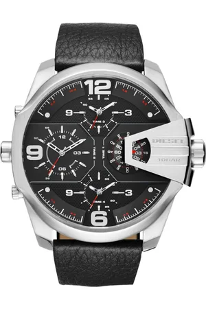 Diesel Mens Uber Chief Silver Leather Watch