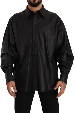 Dolce & Gabbana Leren jack met kraag en button-down