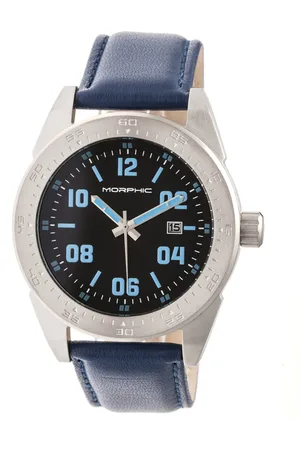 Morphic M63-serie horloge met leren band en datum