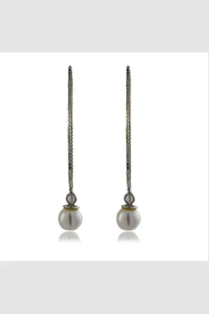 Luxenter Oorbellen, 925 sterling zilver, yedia en witte parel, gerhodineerd