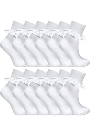Sock Snob 12 Paar Witte Frilly Lace Sokken 7 Maten Sok Snob