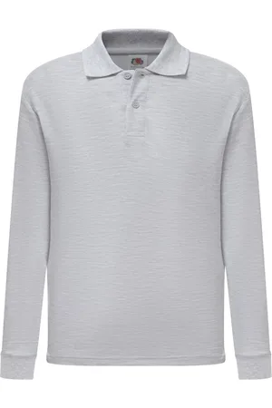 Fruit Of The Loom Kinder Polo Lange Mouwen 65/35 Piqué / Kinderpolo (Donker Heather)