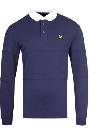 Lyle & Scott Marineblauw rugbypoloshirt met lange mouwen