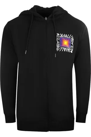 Roberto Cavalli Aysmmetric Box Design zwarte hoodie met rits