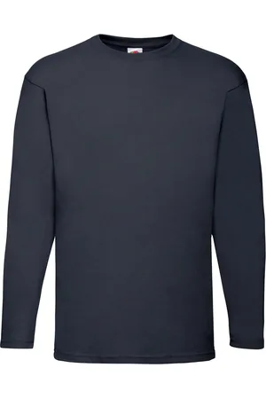 Fruit Of The Loom Unisex Adult Valueweight Effen T-shirt met lange mouwen (Deep Navy)