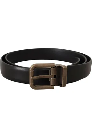 Dolce & Gabbana Geborsteld Messing Boxgesp Riem In Kalfsleer