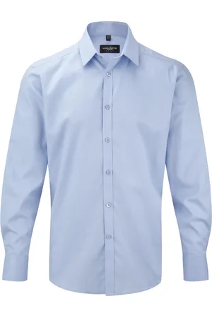 Russell Athletic Russell Heren Visgraat Werkshirt met lange mouwen (Lichtblauw)