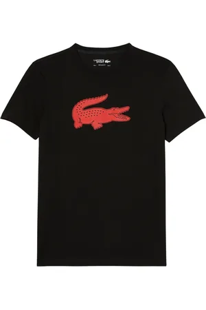 Lacoste SPORT 3D print krokodillen jersey T-shirt voor heren in zwart en rood