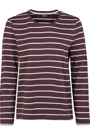 Regatta Dames/Dames Federica II Stripe T-shirt met lange mouwen (Diepe pruim/Lichte vanille)